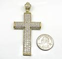 10k yellow gold large cz solid dome frame cross 4.00ct