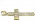 10k yellow gold large cz solid dome frame cross 4.00ct