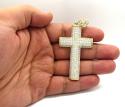 10k yellow gold large cz solid dome frame cross 4.00ct