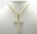10k yellow gold large cz solid dome frame cross 4.00ct