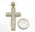 10k yellow gold medium cz solid dome frame cross 3.00ct