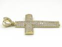 10k yellow gold medium cz solid dome frame cross 3.00ct