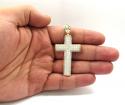 10k yellow gold medium cz solid dome frame cross 3.00ct