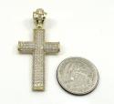 10k yellow gold small cz solid dome frame cross 2.00ct