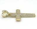 10k yellow gold small cz solid dome frame cross 2.00ct