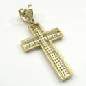 10k yellow gold small cz solid dome frame cross 2.00ct