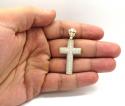 10k yellow gold small cz solid dome frame cross 2.00ct