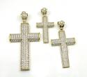 10k yellow gold small cz solid dome frame cross 2.00ct