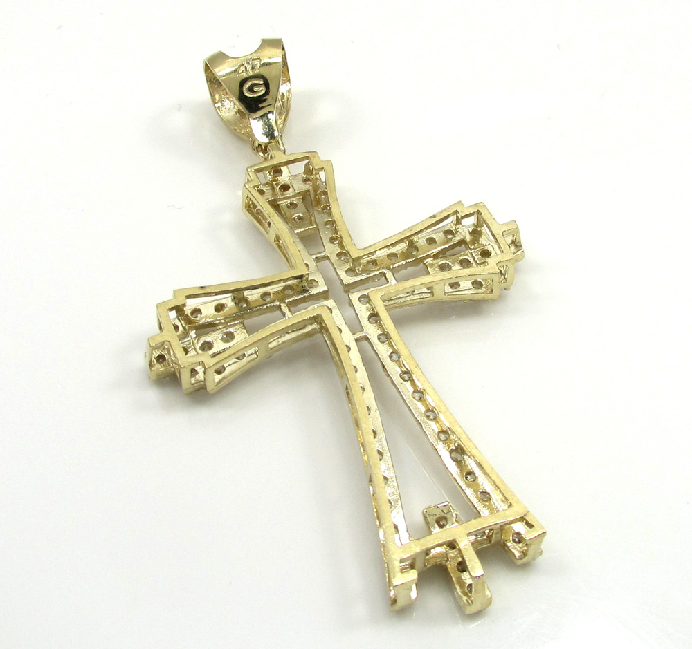 10k yellow gold medium cz fancy cross 3.00ct
