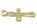 10k yellow gold medium cz fancy cross 3.00ct