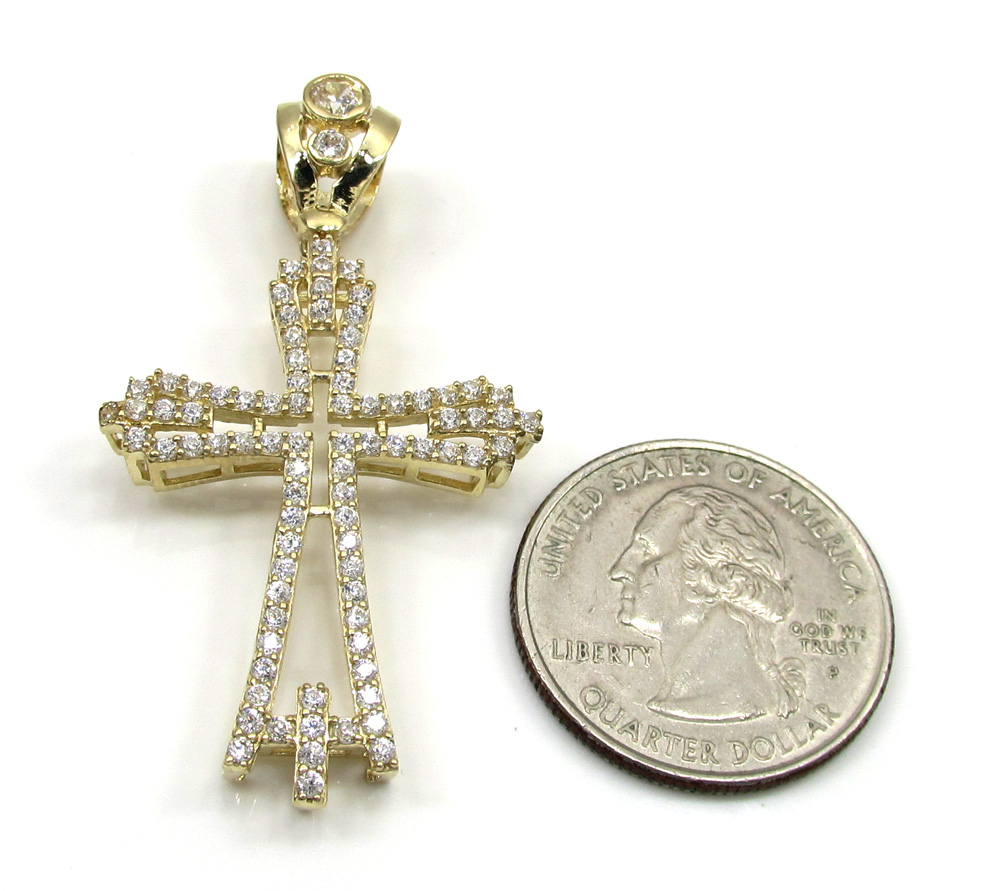 10k yellow gold small cz fancy cross 2.00ct