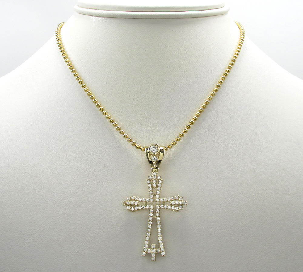 10k yellow gold small cz fancy cross 2.00ct