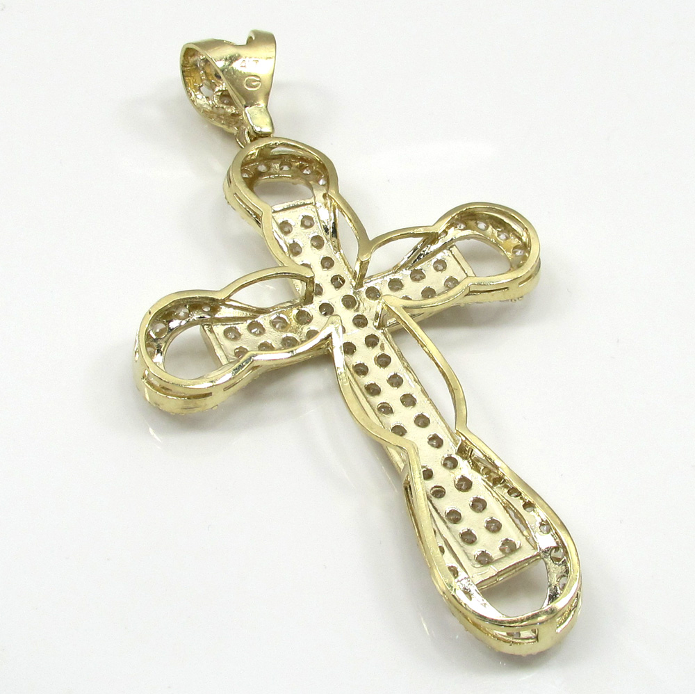 10k yellow gold large cz 3d cross 4.00ct - Image 4