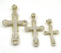 10k yellow gold large cz 3d cross 4.00ct