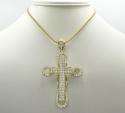 10k yellow gold large cz 3d cross 4.00ct