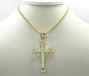 10k yellow gold medium cz 3d cross 3.00ct