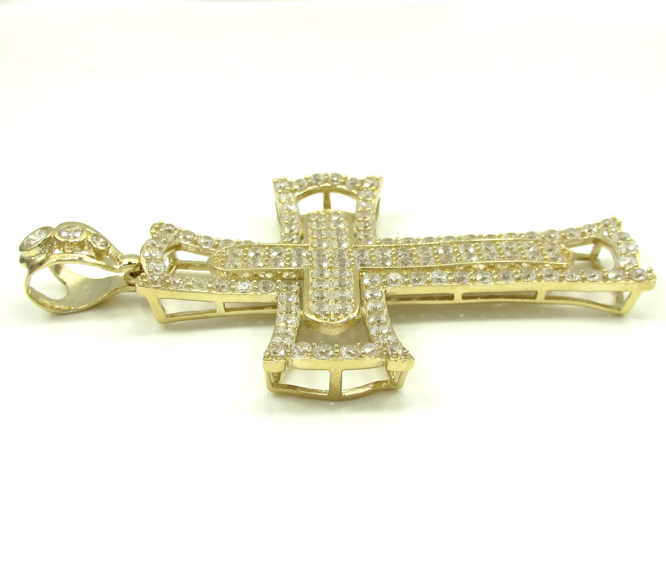 10k yellow gold large double cross 4.00ct