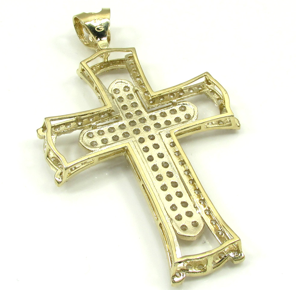 10k yellow gold large double cross 4.00ct