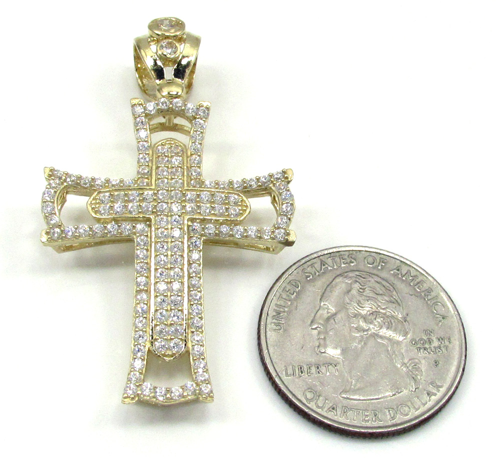 10k yellow gold small double cross 2.00ct