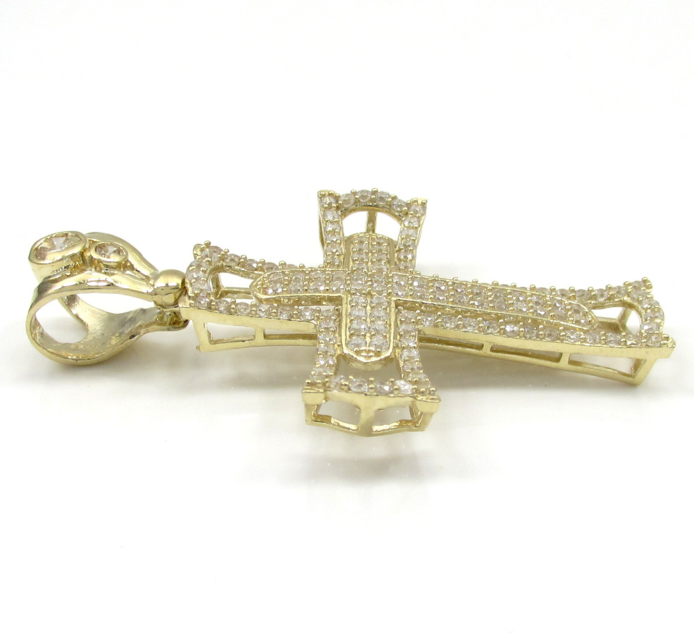 10k yellow gold small double cross 2.00ct
