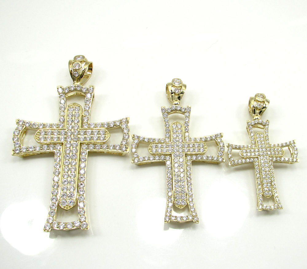 10k yellow gold small double cross 2.00ct