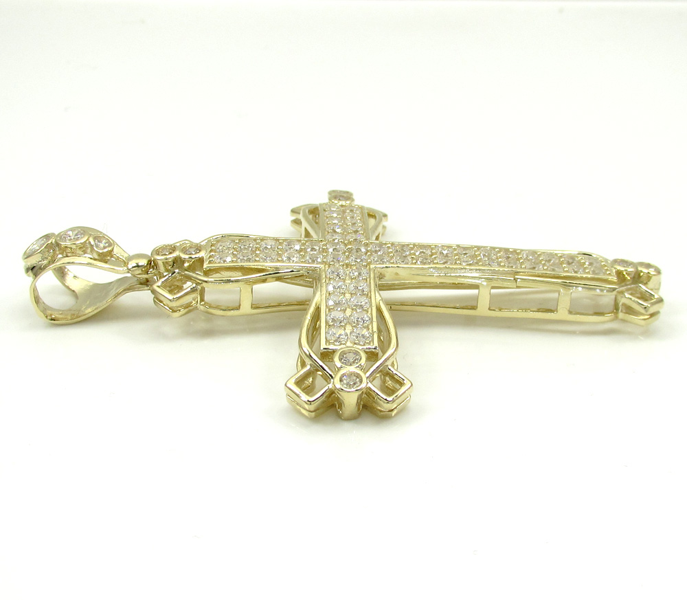 10k yellow gold large fancy cross 4.00ct