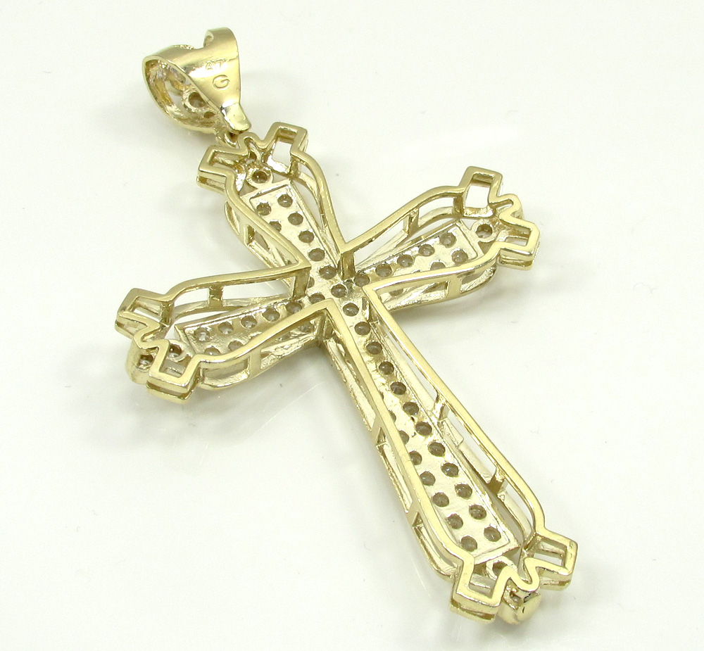 10k yellow gold large fancy cross 4.00ct