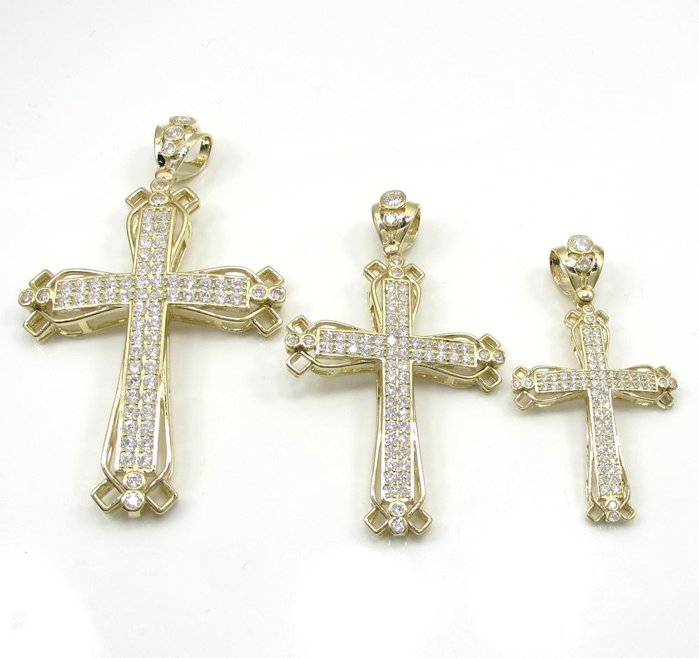 10k yellow gold large fancy cross 4.00ct