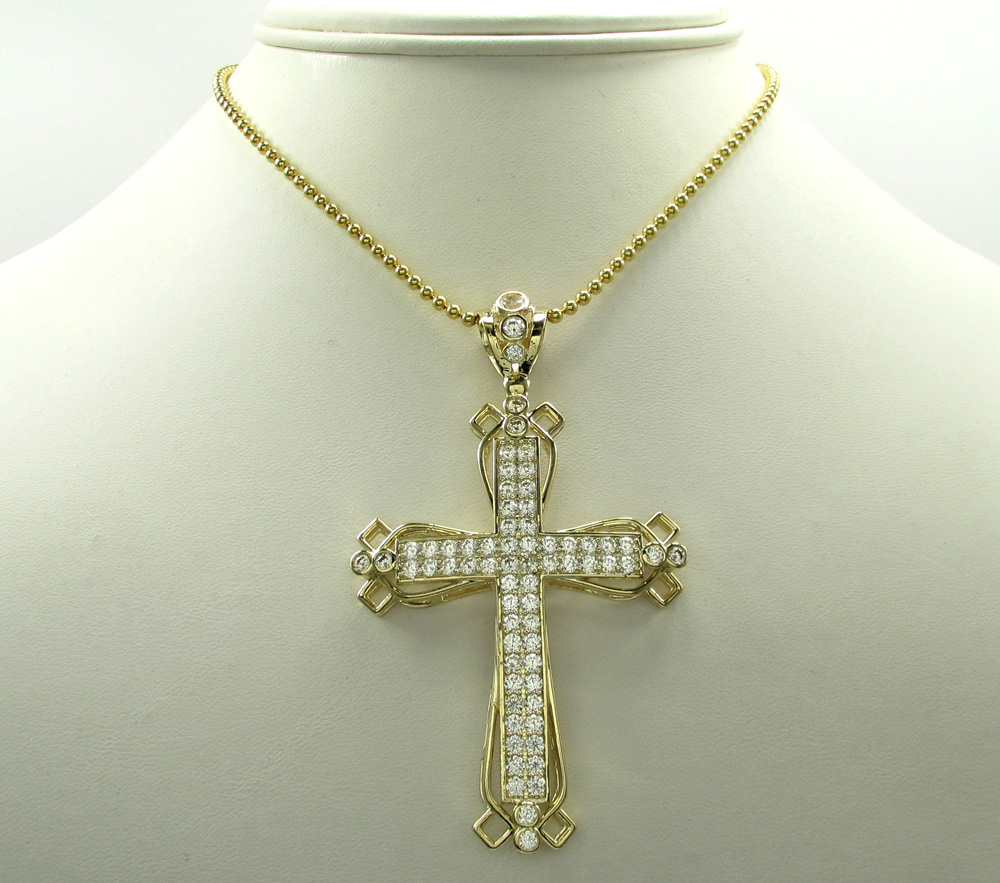 10k yellow gold large fancy cross 4.00ct