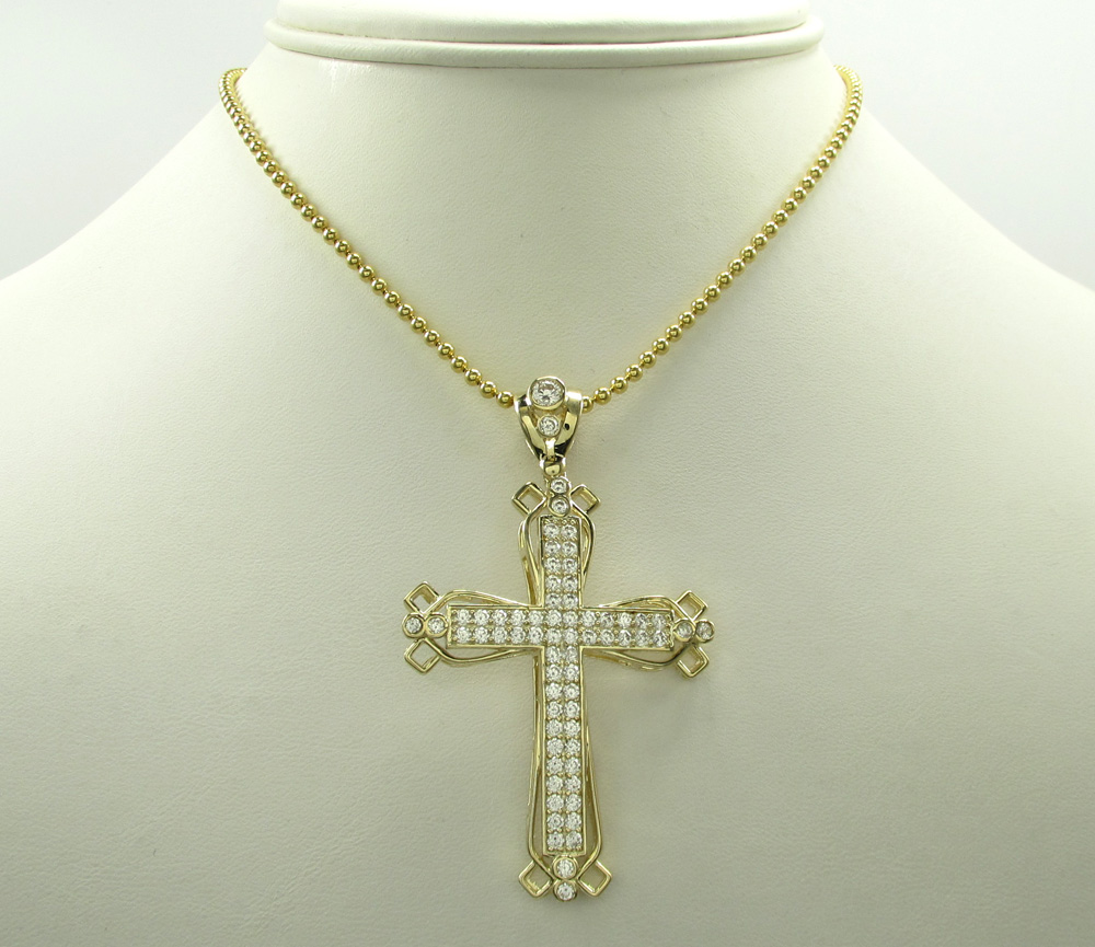 10k yellow gold medium fancy cross 3.00ct