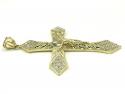 10k yellow gold large diamond cut jesus cross 2.00ct