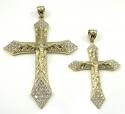 10k yellow gold large diamond cut jesus cross 2.00ct