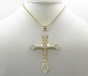 10k yellow gold large diamond cut jesus cross 2.00ct
