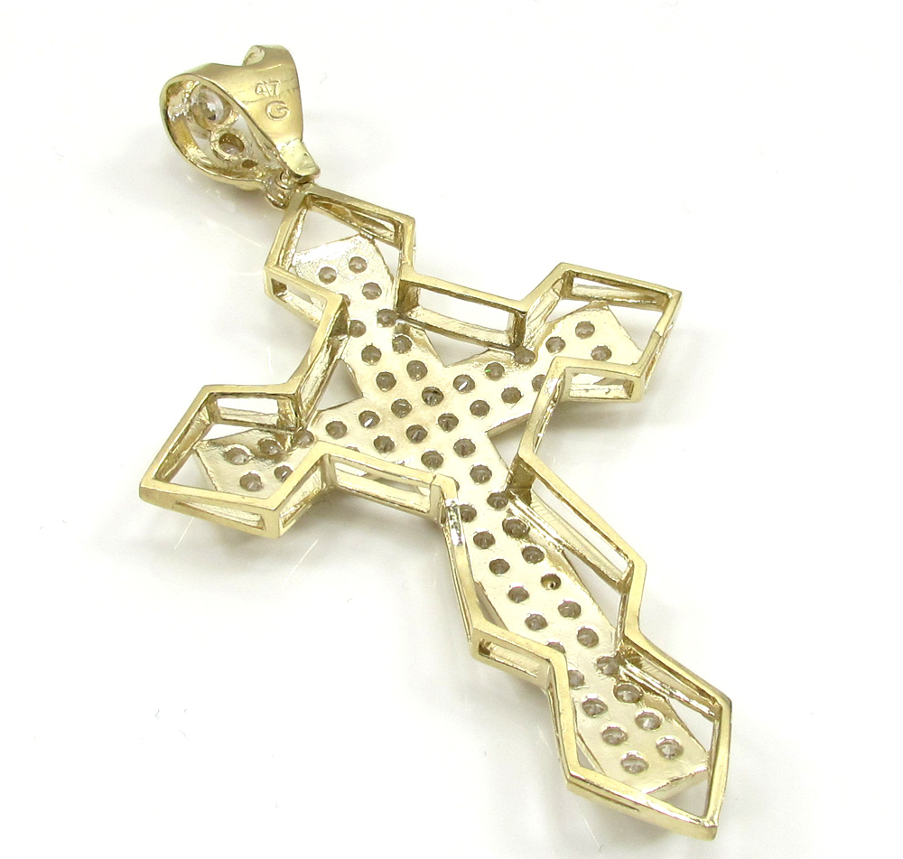 10k yellow gold large diamond 3d jesus cross 2.50ct