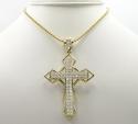 10k yellow gold large diamond 3d jesus cross 2.50ct