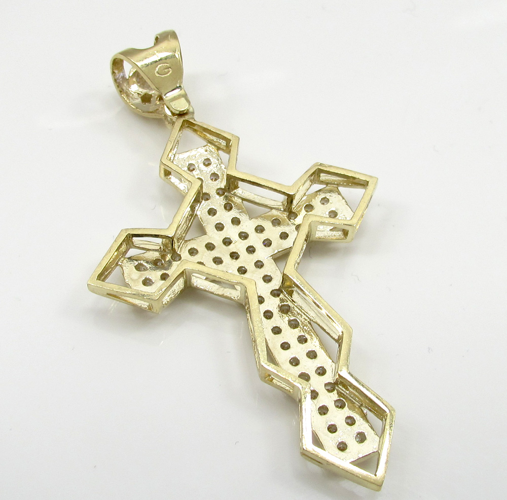 10k yellow gold medium diamond 3d jesus cross 2.00ct