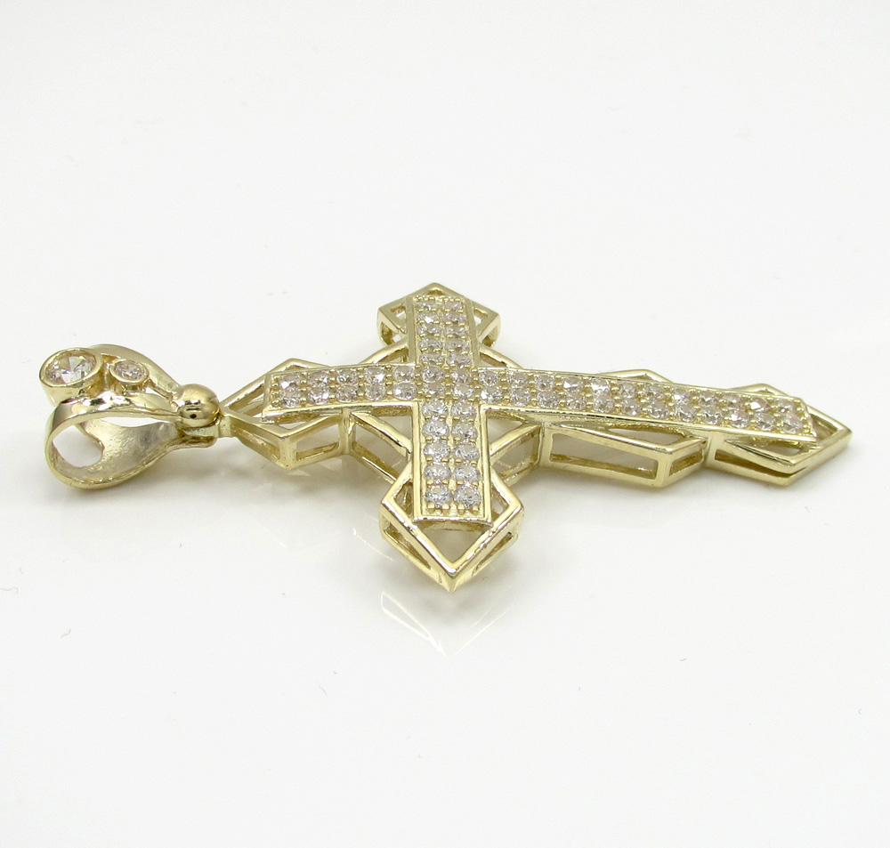 10k yellow gold medium diamond 3d jesus cross 2.00ct