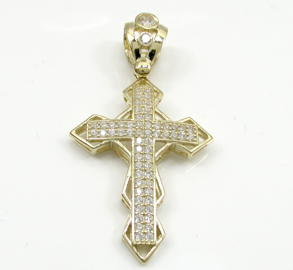 10k yellow gold small diamond 3d jesus cross 1.50ct - Image 2