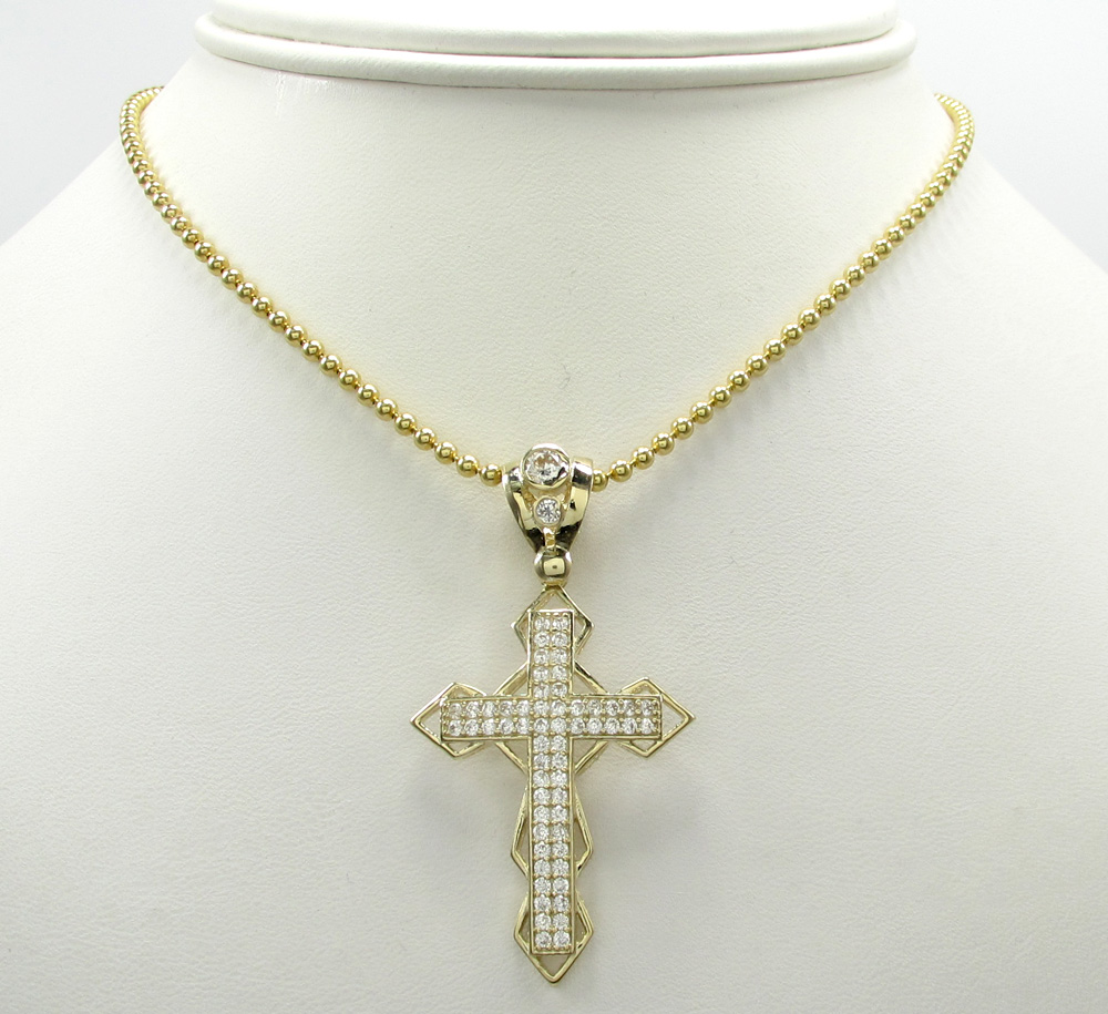 10k yellow gold small diamond 3d jesus cross 1.50ct - Image 7