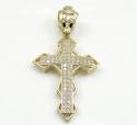 10k yellow gold small diamond 3d jesus cross 1.50ct