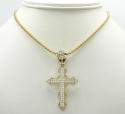 10k yellow gold small diamond 3d jesus cross 1.50ct