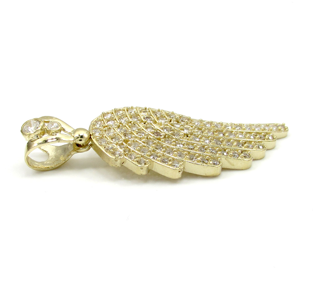 10k yellow gold medium angel wing pendant 1.00ct