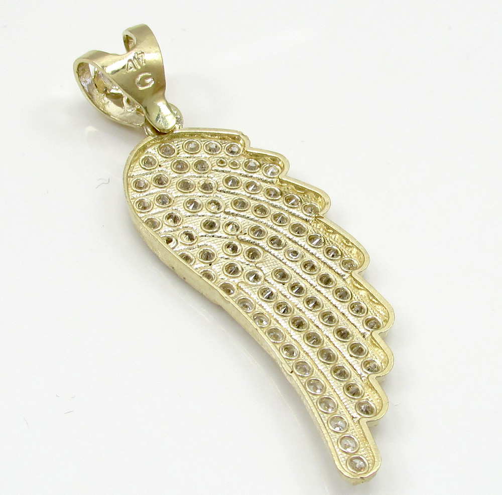 10k yellow gold medium angel wing pendant 1.00ct - Image 4