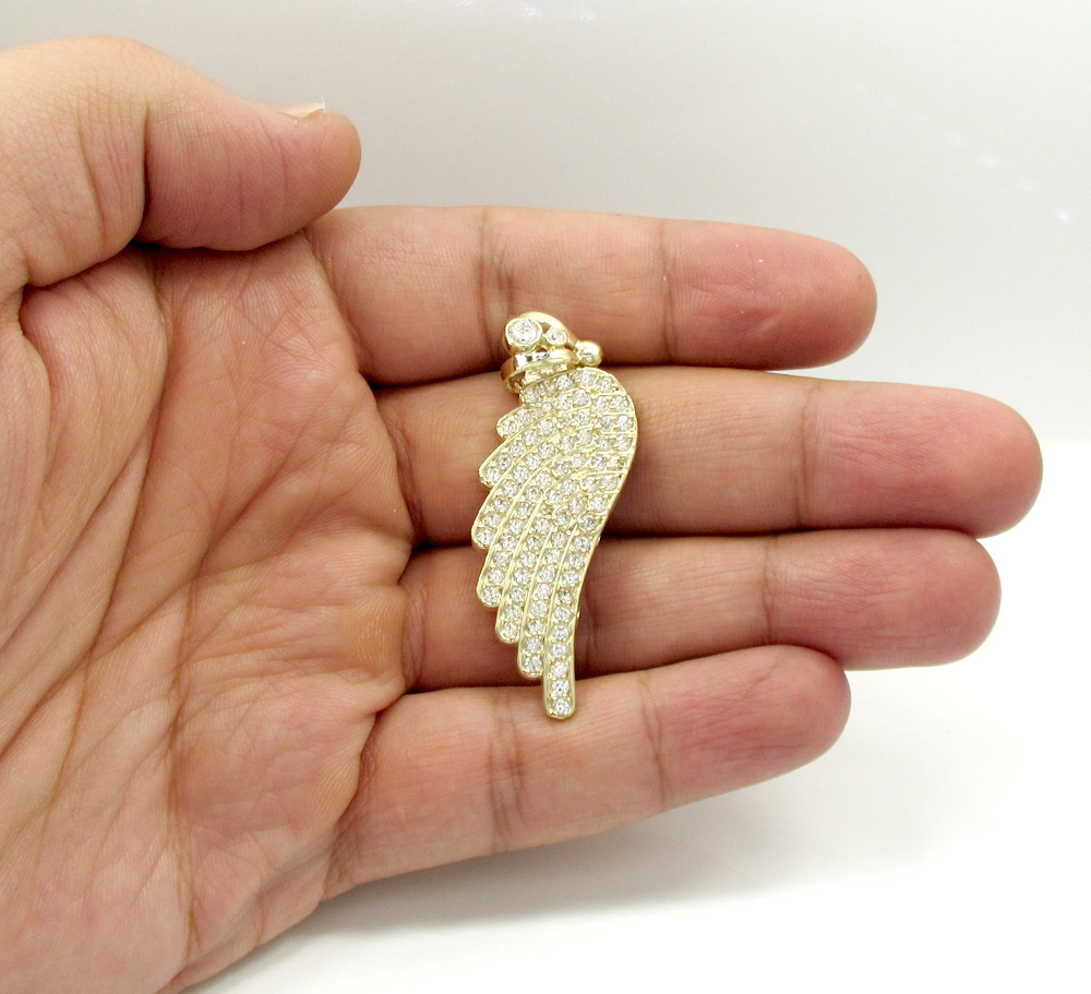 10k yellow gold medium angel wing pendant 1.00ct - Image 5