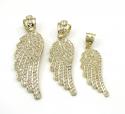 10k yellow gold medium angel wing pendant 1.00ct