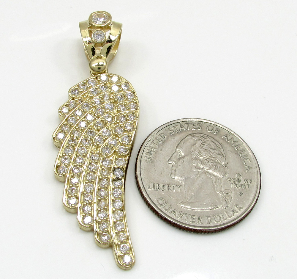 10k yellow gold medium angel wing pendant 0.75ct