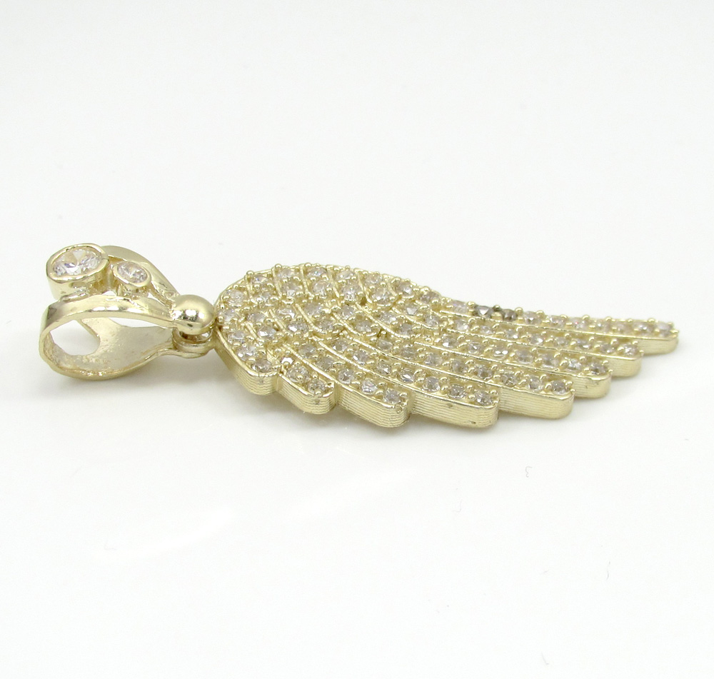 10k yellow gold medium angel wing pendant 0.75ct - Image 3