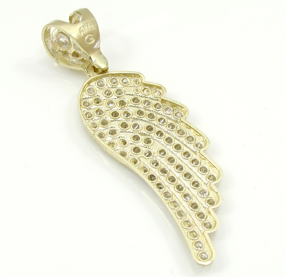 10k yellow gold medium angel wing pendant 0.75ct - Image 4
