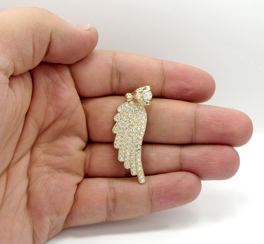 10k yellow gold medium angel wing pendant 0.75ct - Image 5