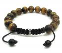 Tiger eye onyx macramé smooth bead rope bracelet